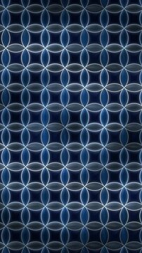 Shippo seven treasures Japanese traditional pattern interlocking circles gold cloisonne background seamless loop in calm blue tones vertical 9:16