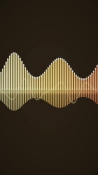 Glowing Audio Spectrum Equalizer Bars Music Visualizer Seamless Loop in soft gold tones vertical 9:16