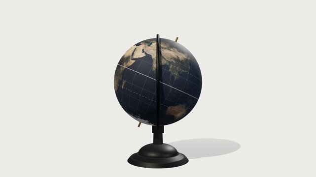 Ultra realistic classic classroom globe featuring a precise, real-world Earth map with accurate geography, coastlines, and educational grid lines, centered in a premium studio composition.