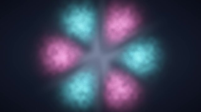 Quantum atomic orbital wave function probability cloud morphing seamless loop in bright cyan tones