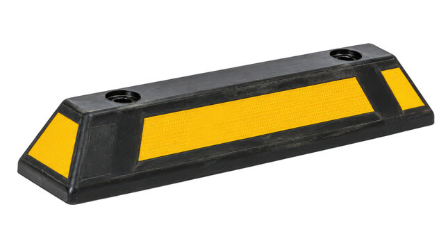 Black Parking Wheel Stop with Yellow Reflectors