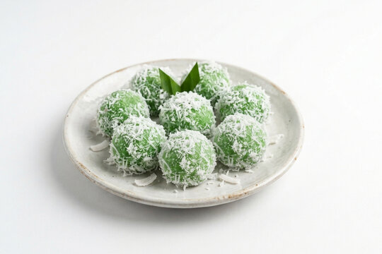 Plate of Klepon Indonesian Rice Cake Balls