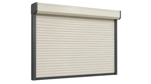 Cream Roller Shutter Door in a Gray Frame