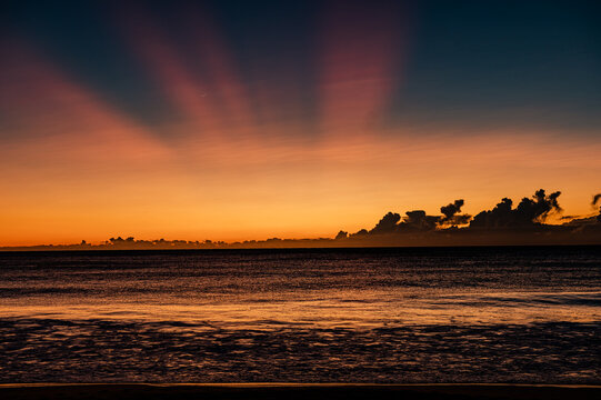 Ocean Sunset with Crepuscular Rays