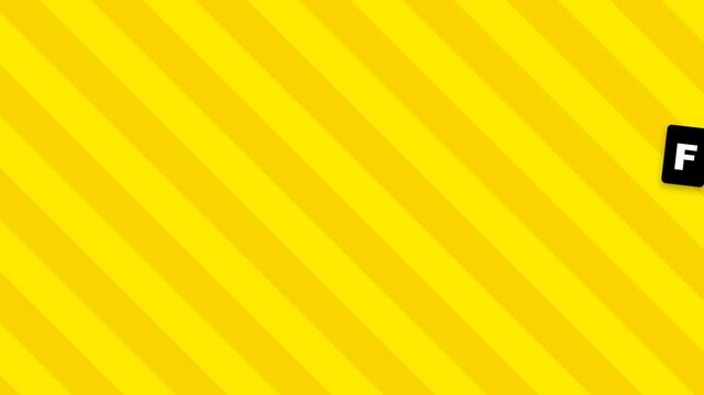 Yellow diagonal stripes with black letter tile on abstract backdrop