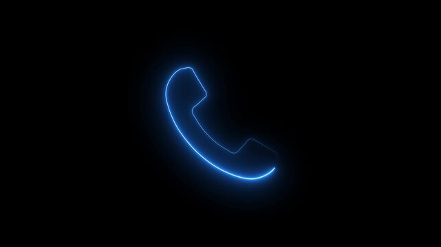 Neon line Incoming call icon animation, call concept on smart mobile phone screen, call icon animation. Smart phone call ring icon animation