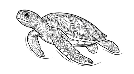 Fototapeta premium Detailed illustration of a sea turtle swimming