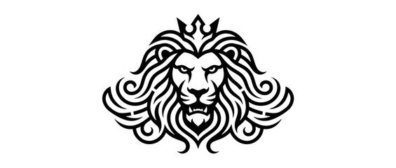 Fototapeta premium Stylized Lion Head with Crown Emblem