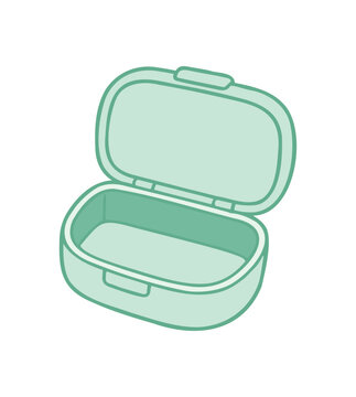 Green Plastic Lunch Box Vector Illustration