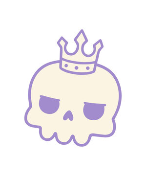 Cute Skull Illustration wearing a Royal Crown Vector Art
