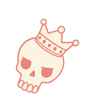 Minimalist Cartoon Skull wearing a Royal Crown Vector Graphic