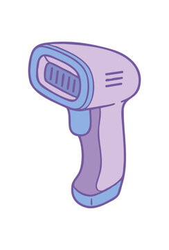 Barcode Scanner Vector Illustration in Pastel Colors