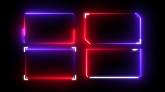 Square rectangle picture border with neon line. footage video effect seamless loop. 4K