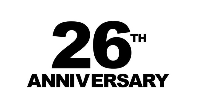 26th anniversary text animation, suitable for celebratory video projects and presentations.