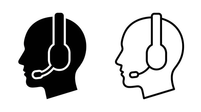 Silhouette head with headset and microphone
