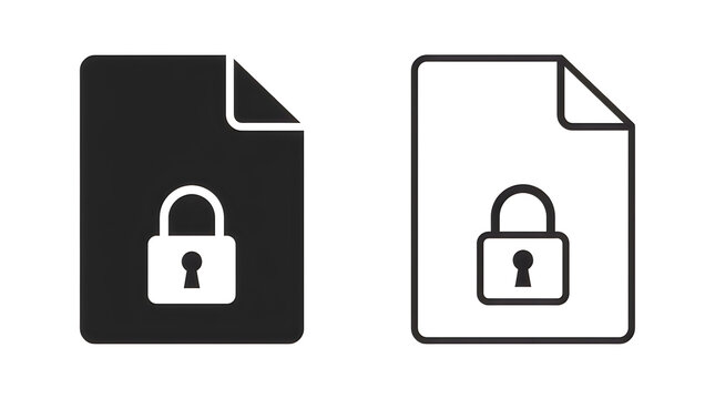 Locked document icon with corner fold effect