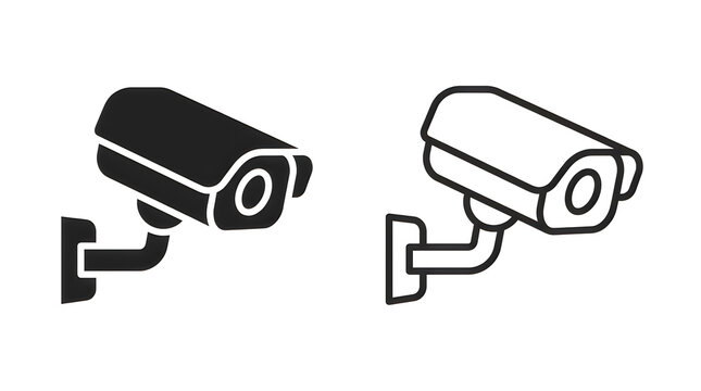 Two security cameras with recording indicators