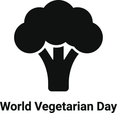 Black broccoli icon for world vegetarian day event design