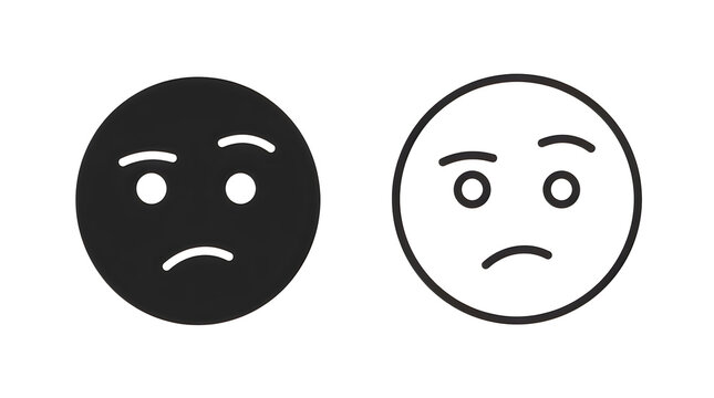 Sad emoji faces comparison black and white