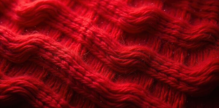Rich red knitted wool, heavy texture backdrop, thick, pattern