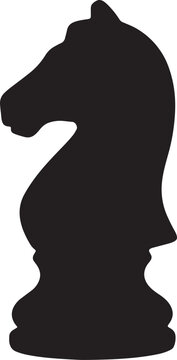 Black and white silhouette of a classic chess knight piece