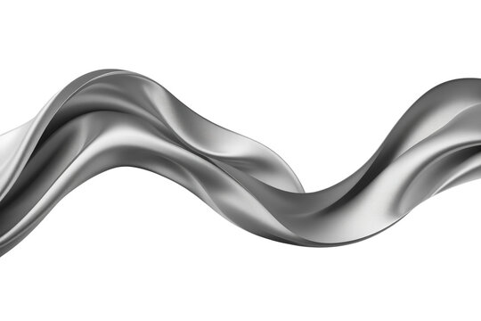 Detailed flowing silver metallic wave front view