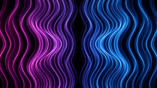 Glowing undulating lines against a black background create an abstract pattern