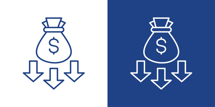 Cost Reduction Blue And White Icon Style Collection