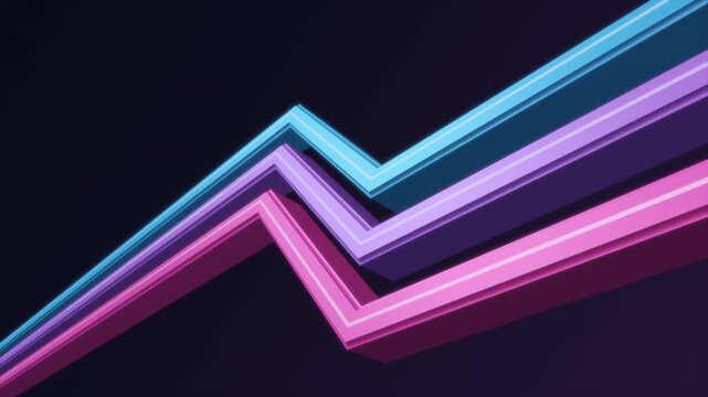 Glowing Blue and Pink Neon Rails in a Seamless Abstract Loop