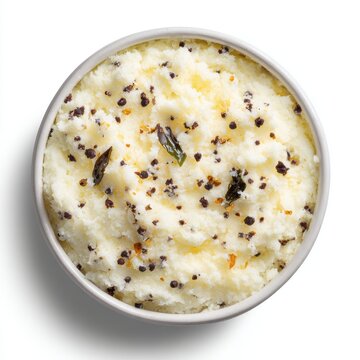 coconut chutney fresh grated coconut with mild spices isolated on a white background