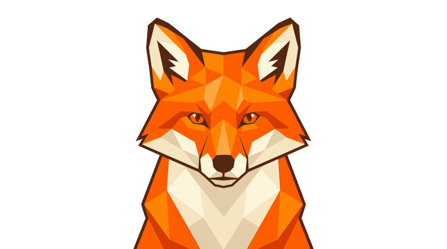 Geometric Fox Head Portrait, Low Poly Style