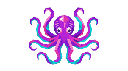 Colorful geometric octopus illustration isolated on white © Slamet