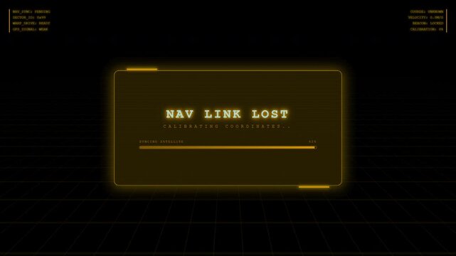 Holographic ui glitch elements with nav link lost text on transparent