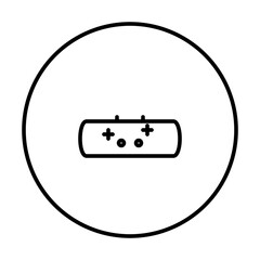 Minimalist black line art icon of a handheld game console inside a circle with game controller video game gaming icon minimalist design gaming device digital game portable console gaming cultur © MD ISMAIL
