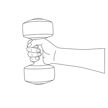 Hand holding dumbbell line drawing vector,hand lifting dumbbell outline vector,hand holding barbell line image,hand lift barbell  line art illustration,hand lifting dumbbell line icon vector 