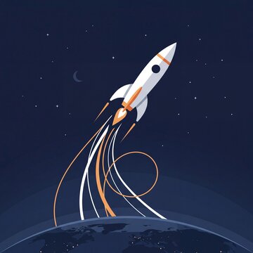 Rocket Launching Into Deep Space