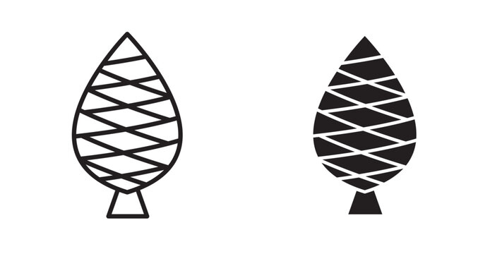 Fir cone icon flat outline in black