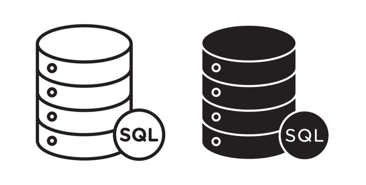 SQL icon flat outline in black