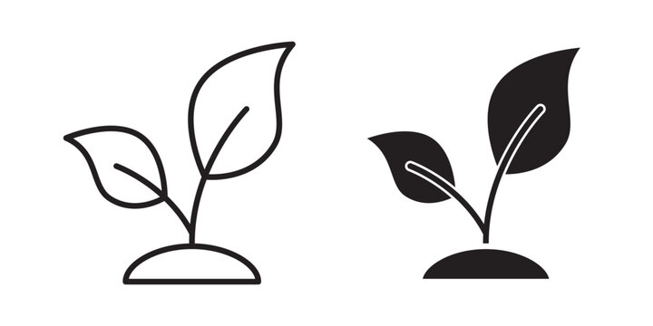 Seedling icon flat outline in black
