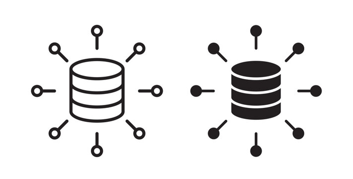 Data aggregation icon flat outline in black