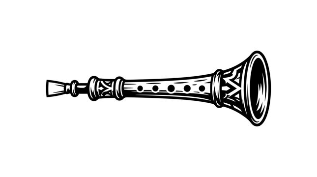 Ethnic woodwind zurna or oboe instrument illustration.