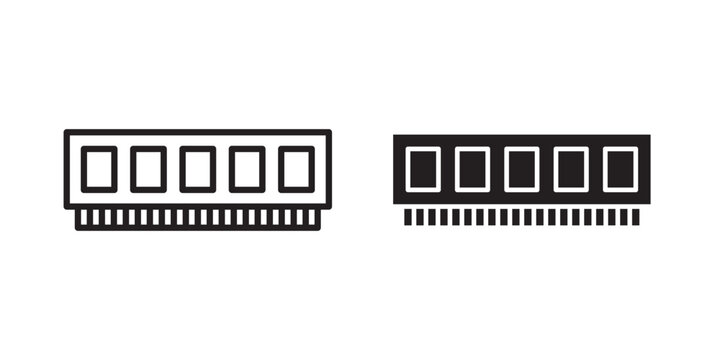 Memory icon flat outline in black