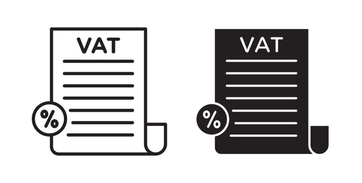 Value added tax VAT icon flat outline in black