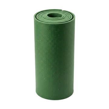 Green rolled rubber mat, gym, yoga, fitness, sport, fitness equipment, isolated