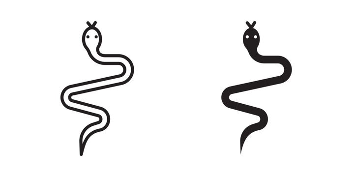 Snake icon flat outline in black
