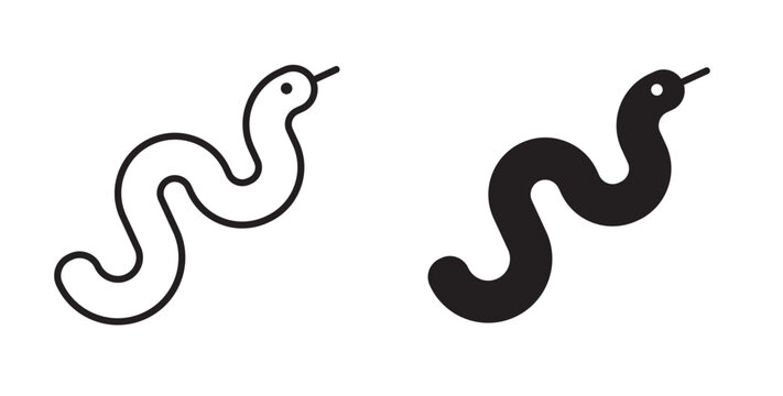 Snake icon flat outline in black