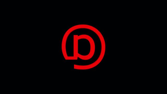 "At" red symbol 3D icon spinning. Alpha channel black .background