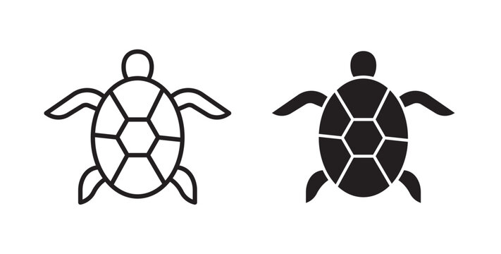 Sea turtle icon flat outline in black