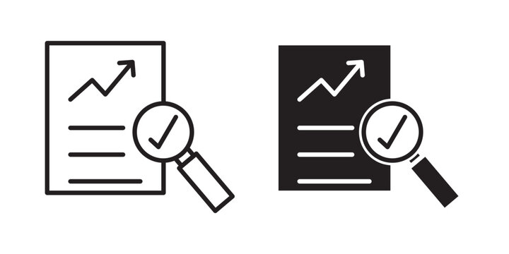 Analytics report icon flat outline in black