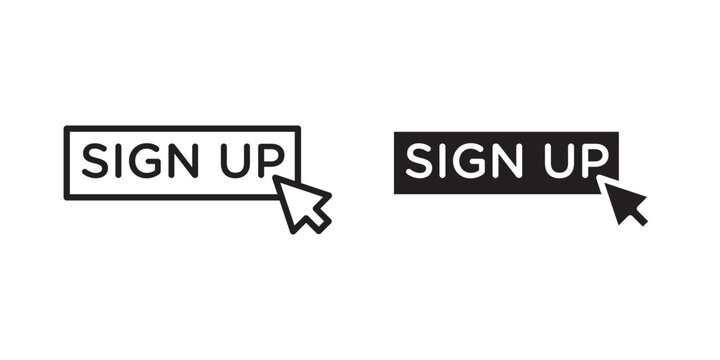 Signup icon flat outline in black